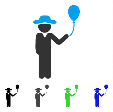 Beyefendi ile balon düz simgesi