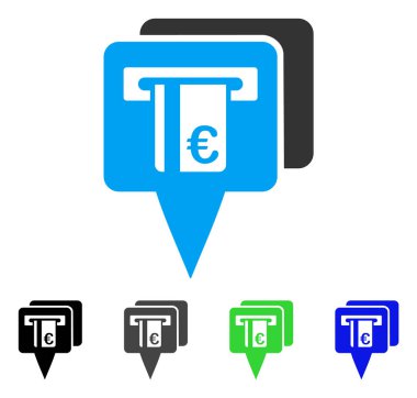 Euro Atm işaretçiler düz simgesi
