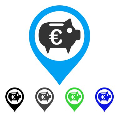 Euro banka işaretçi düz simgesi