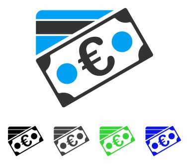 Euro banknot ve kredi kartı düz simgesi