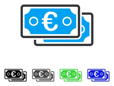 Euro banknot düz simgesi