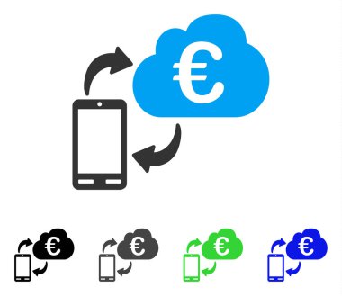 Euro bulut bankacılık düz simgesi