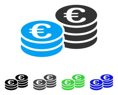 Euro para yığınları düz simgesi