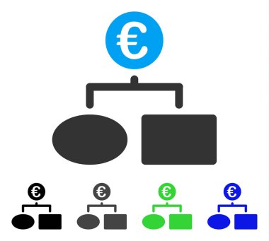 Euro akış şeması düz simgesi