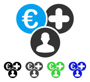 Euro tıbbi masraflar düz simgesi