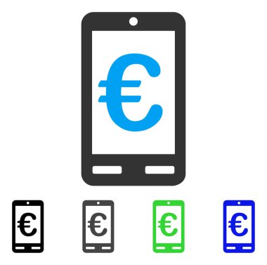 Euro hareket eden banka düz simgesi