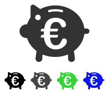 Euro kumbara düz simgesi