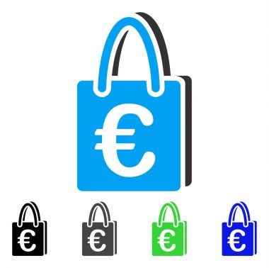 Euro alışveriş çantası düz simgesi