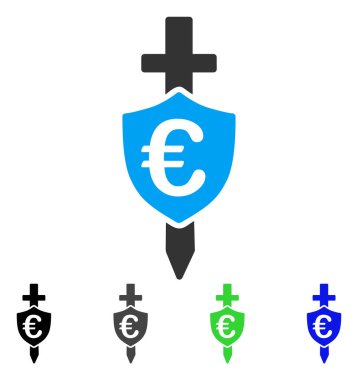 Euro kalkan düz simgesi