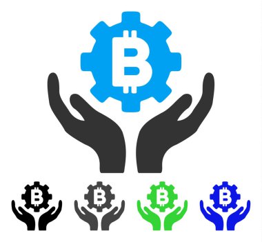 Bitcoin dişli eller simgesini düz