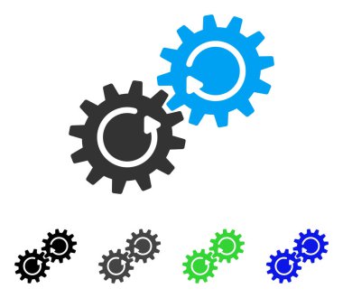 Dişli mekanizması döndürme düz simgesi