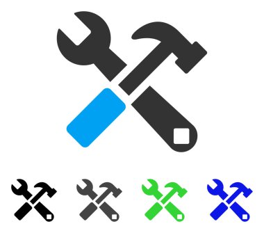 Çekiç ve anahtar düz simgesi