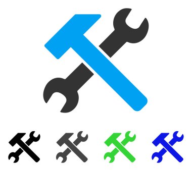 Çekiç ve anahtar düz simgesi