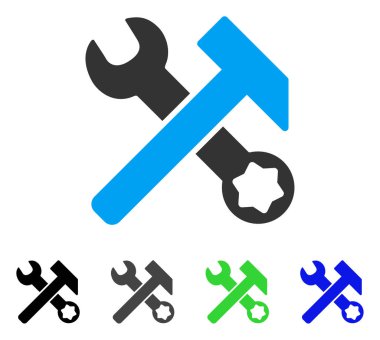 Çekiç ve anahtar düz simgesi