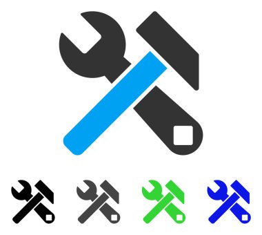 Çekiç ve anahtar düz simgesi