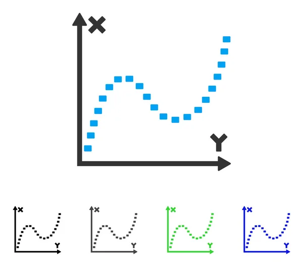 Dotted Function Graph Flat Icon — Stock Vector