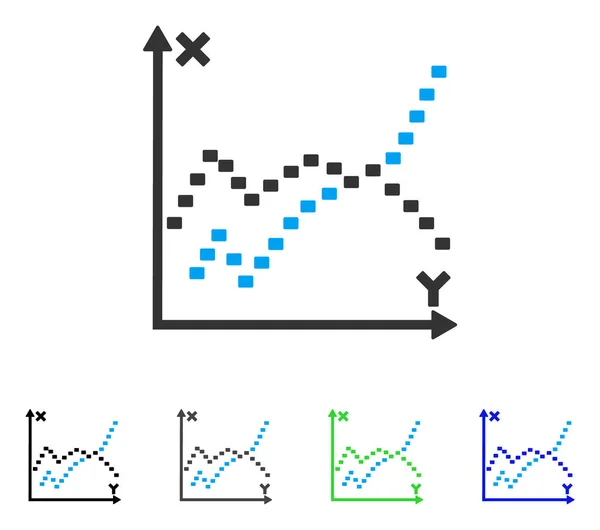 Gepunktete Funktionen zeichnen flaches Symbol — Stockvektor