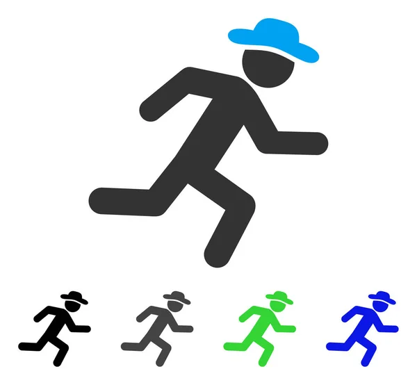 Running Gentleman Flat Icon — Stock Vector