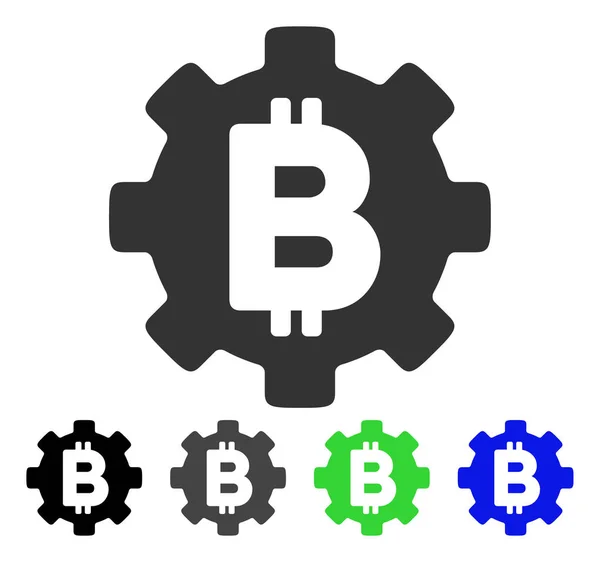 Bitcoin Development Gear Flat Icon — Stock Vector