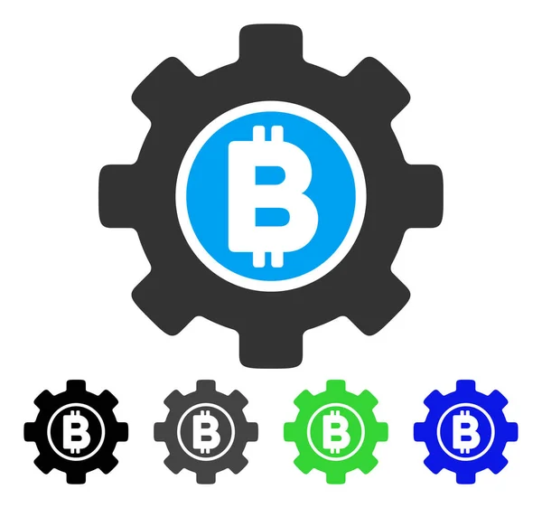 Bitcoin rozwoju ikony koła zębatego płaskie — Wektor stockowy