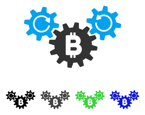 Ikona płaskie obrotu koła Bitcoin — Wektor stockowy