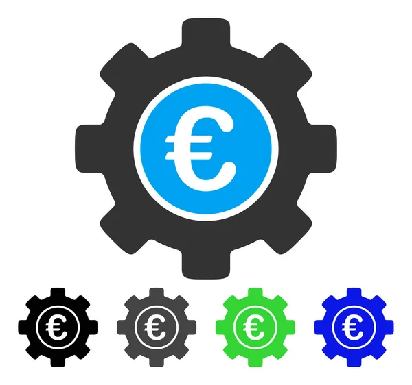 Euro Development Gear Flat Icon — Stock Vector