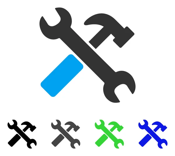 Hammare och skiftnyckel Flat ikonen — Stock vektor