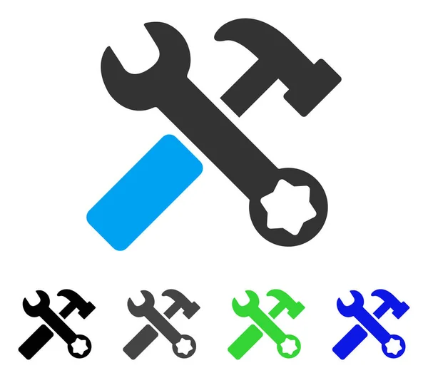 Hammer und Schraubenschlüssel flach Symbol — Stockvektor