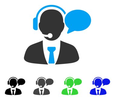 Destek Yöneticisi ileti düz simgesi