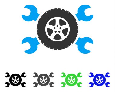 Lastik hizmet anahtarı düz simgesi