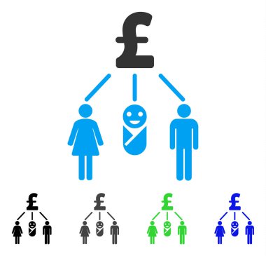 Aile Lirası bütçe düz simgesi