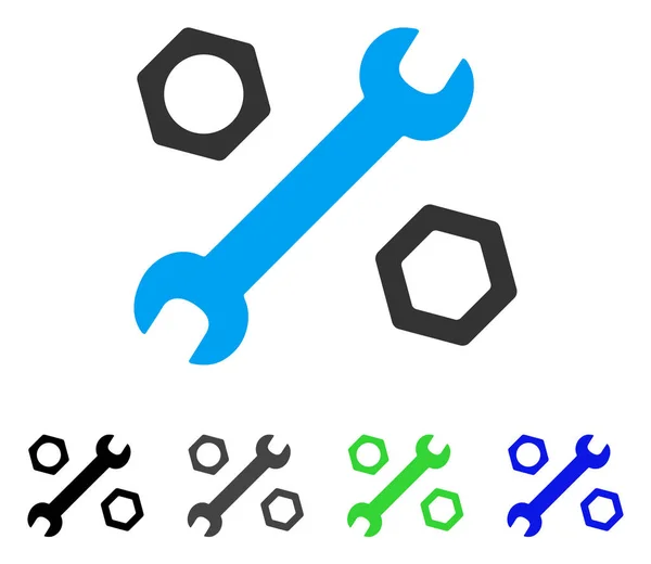 Llave y tuercas Icono plano — Vector de stock