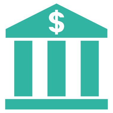 Banka Binası düz vektör simgesi