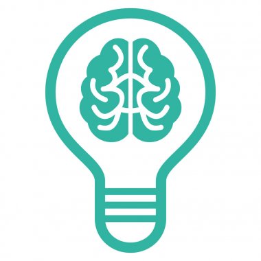 Beyin ampul düz vektör simgesi