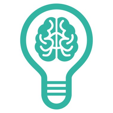 Beyin ampul düz vektör simgesi