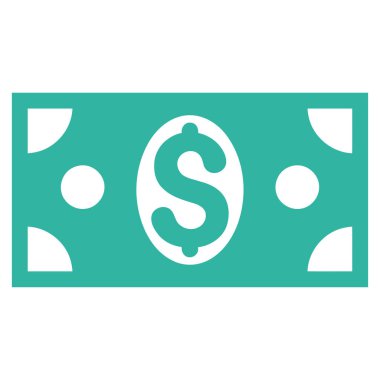 Doları banknot düz vektör simgesi