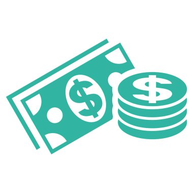 Doları nakit düz vektör simgesi