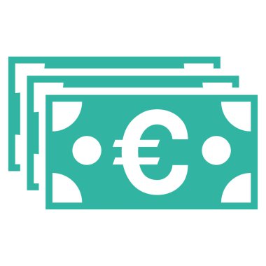 Euro banknot düz vektör simgesi