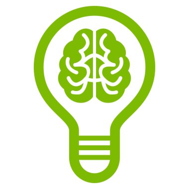 Beyin ampul düz vektör simgesi