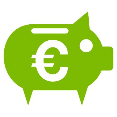 Euro kumbara düz vektör simgesi