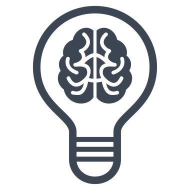 Beyin ampul düz vektör simgesi