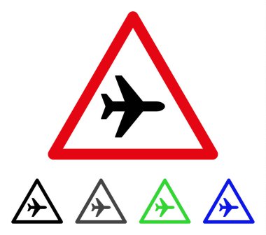 Uçak uyarı düz simgesi