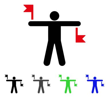 Sinyal bayrakları düz simgesi