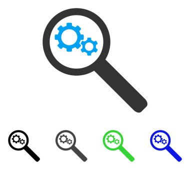 Arama Gears aracı düz simgesi