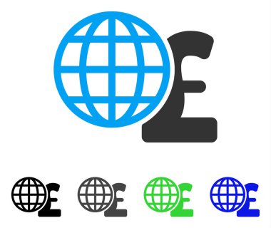 Küresel Lirası mali düz simgesi