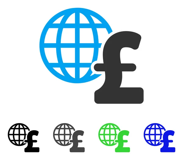 Global Pound Economics Icono plano — Vector de stock