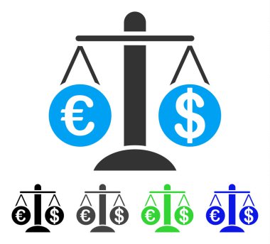 Para birimi karşılaştırmak ölçekler düz simgesi