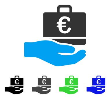 Euro hesap el düz simgesi