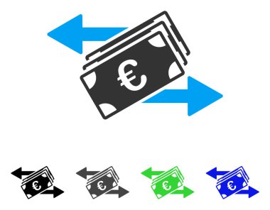 Euro banknot transferler düz simgesi