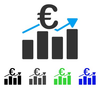 Euro iş Bar grafik düz simgesi